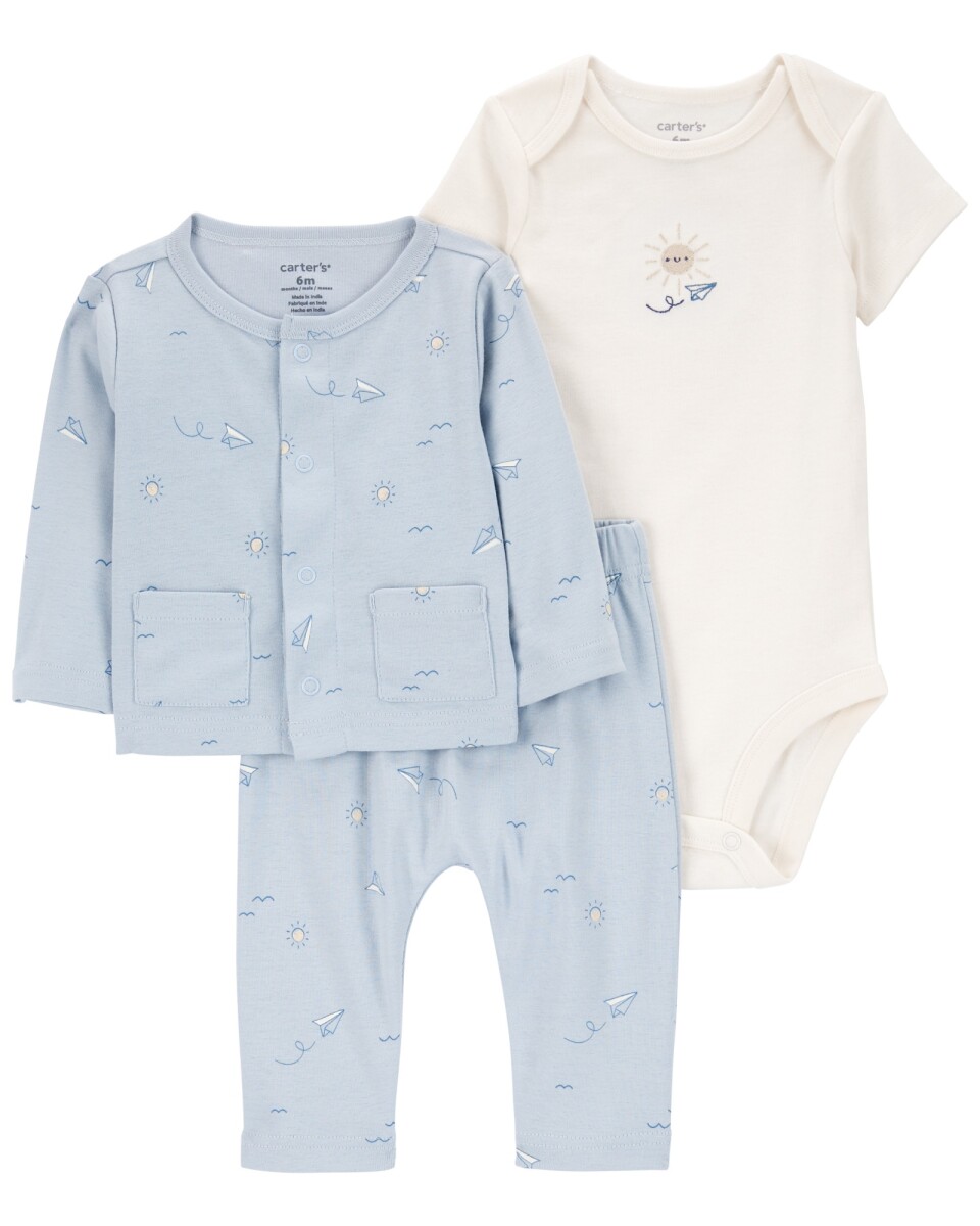 SET 3PC PANT SACO Y BODY ALGODÓN NIÑO-BB CARTERS - COMBINACION 1 