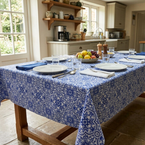Mantel Waterproof Home Class 140 x 210 cm 3896 GEOMETRICO - AZUL