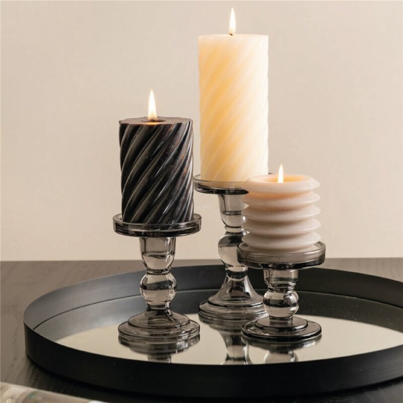 CANDELABRO VIDRIO D8.5/H8.6CM COLOR HUMO CANDELABRO VIDRIO D8.5/H8.6CM COLOR HUMO