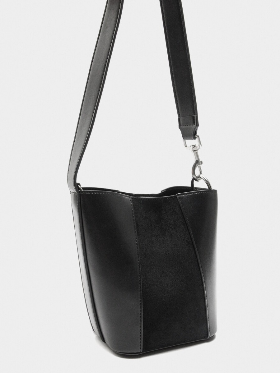 Bolso Bombonera Contraste De Texturas negro
