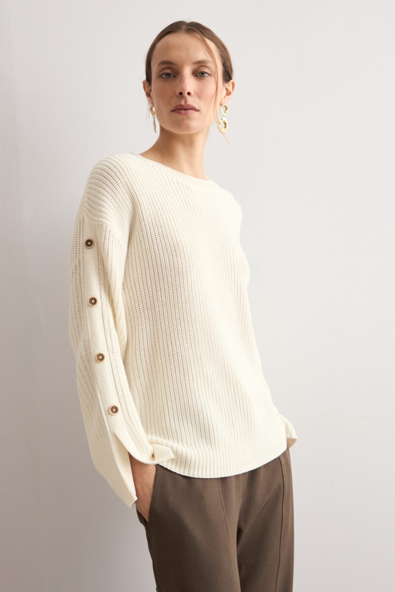 Sweater con botones crudo
