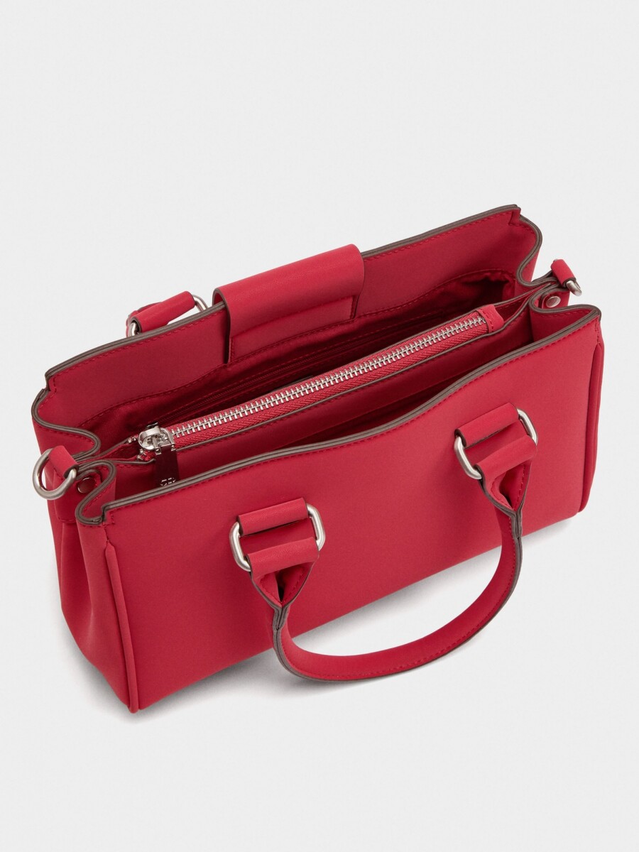 Bolso Tote De Textura Suave rojo