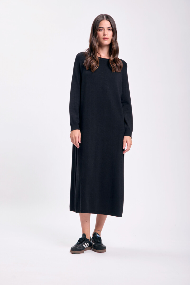 Vestido largo punto Negro