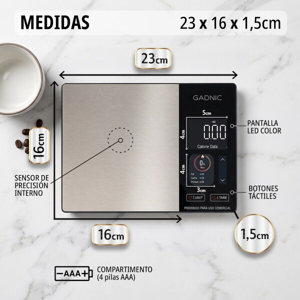 Balanza Inteligente De Cocina Digital con Precision 1g y Medicion Peso hasta 5kg Balanza Inteligente De Cocina Digital con Precision 1g y Medicion Peso hasta 5kg