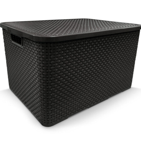 CAJA ORGANIZADORA SIMIL RATTAN 7 LITROS NEGRO Sin color