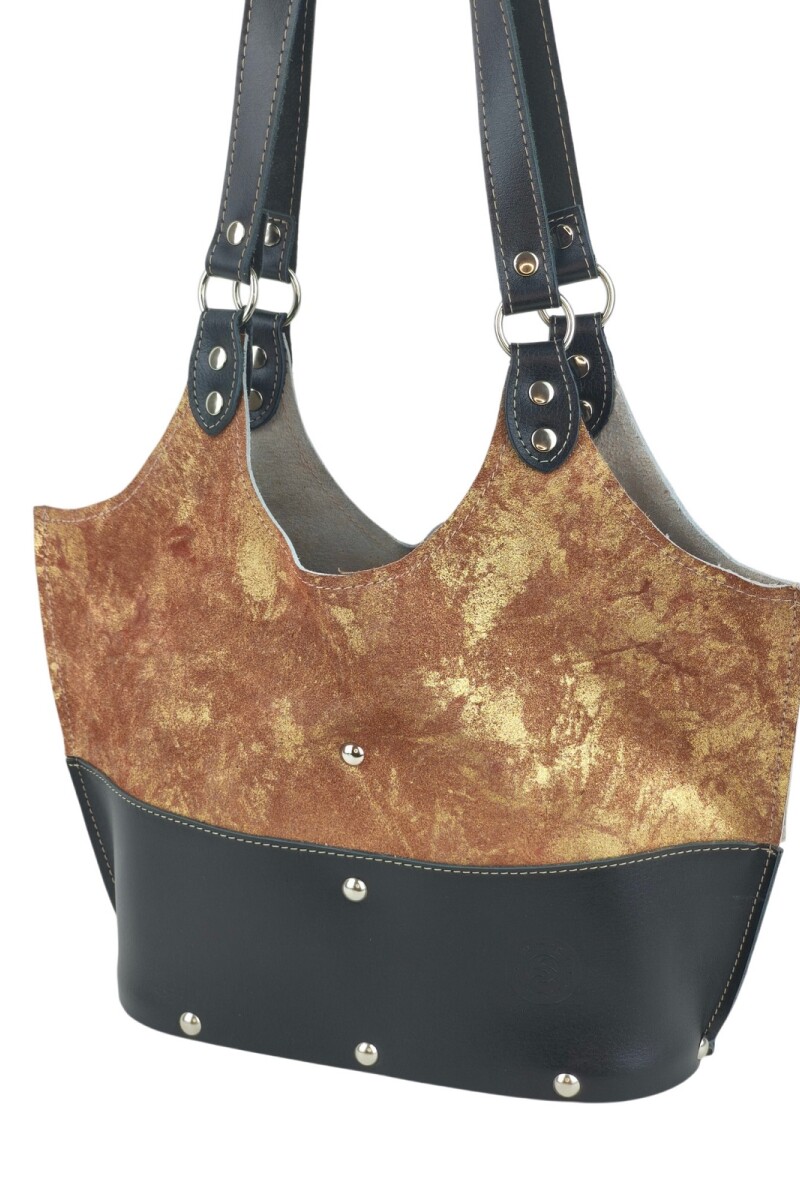 Matera dama cuero en madera dividida Durazno con dorado