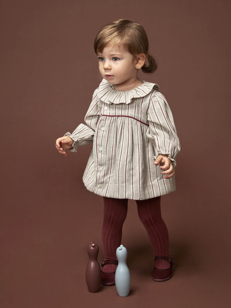 Vestido De Rayas Gris Claro
