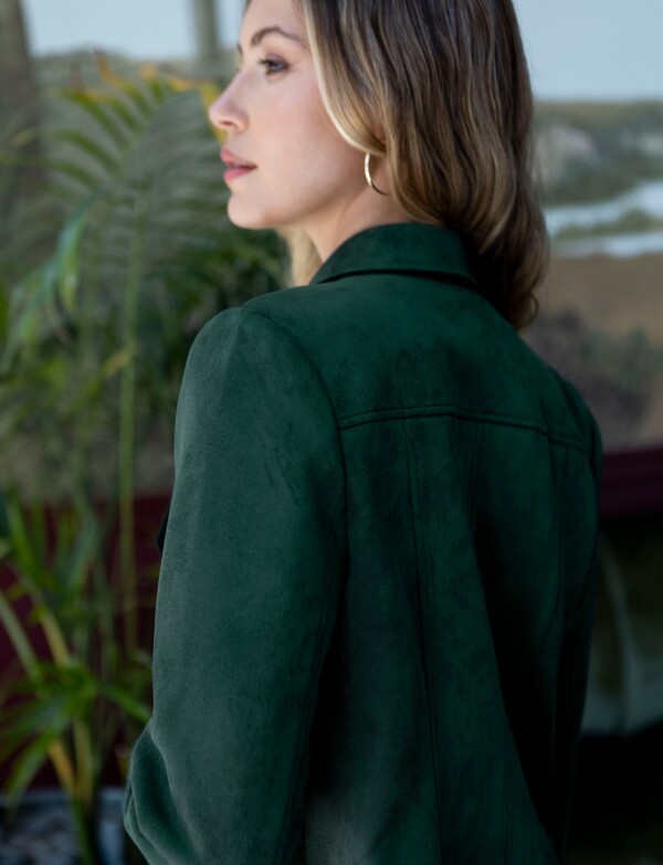 Chaqueta Suede Zip VERDE