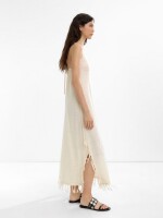 Vestido Largo De Algodón Con Lino crudo