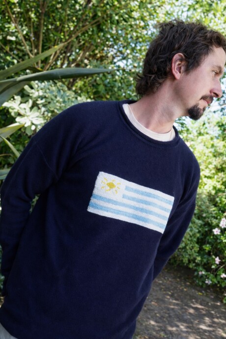Flag Wool Sweater Men Azul Marino