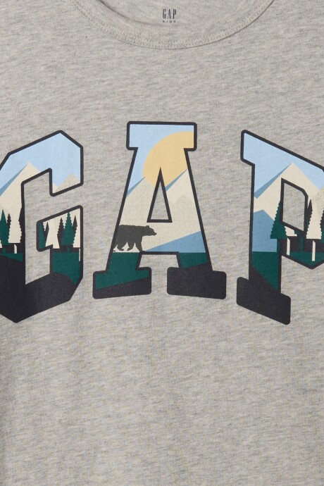 Remera Logo Gap Manga Larga Niño Light Heather Grey B08