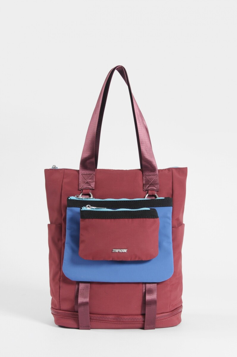 Mochila - shopper con bolsillo removible - bordo 