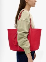 Bolso Shopper De Nylon Con Colgante rojo