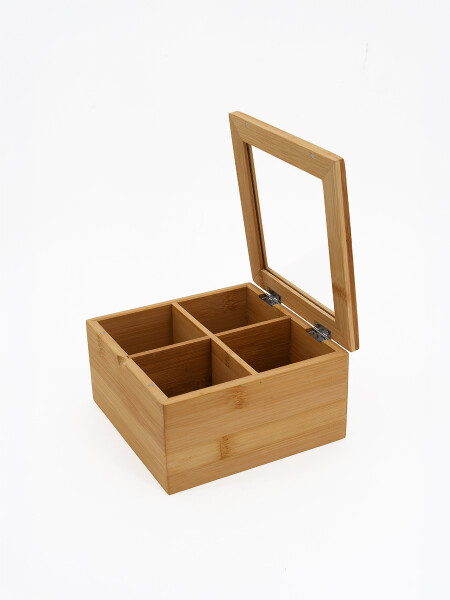 CAJA DE TÉ 4 ESPACIOS BEIGE