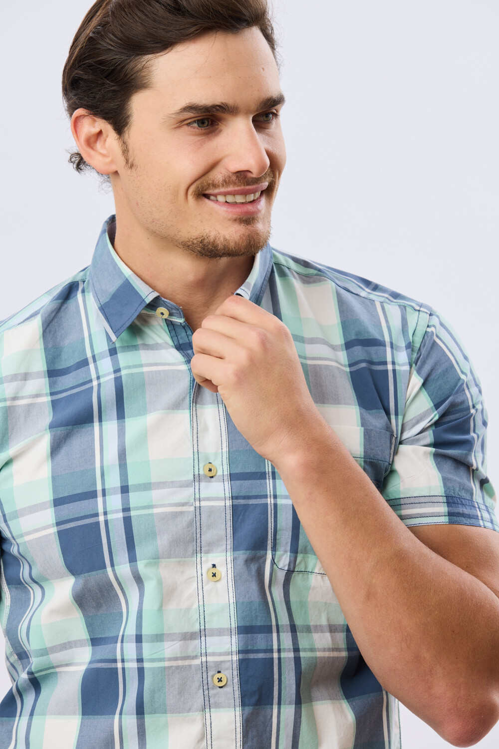 CAMISA MANGA CORTA CUADROS Verde