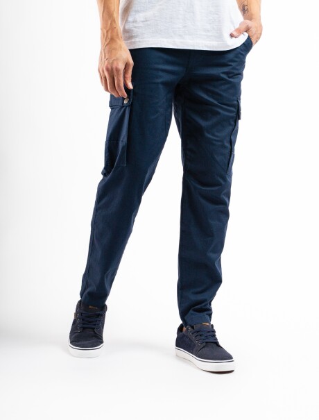 Pantalón Cargo Slim de Gabardina Marino