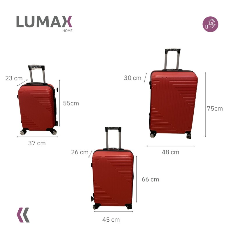 Set de 3 Valijas de Mano Rígidas Rojo