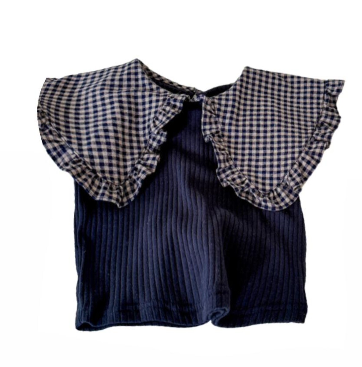 Remera con Cuello Cuadrille Azul 