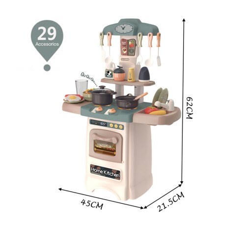 Juego de Cocina Infantil con Sonido, Luz, Agua y 29 Accesorios Azul
