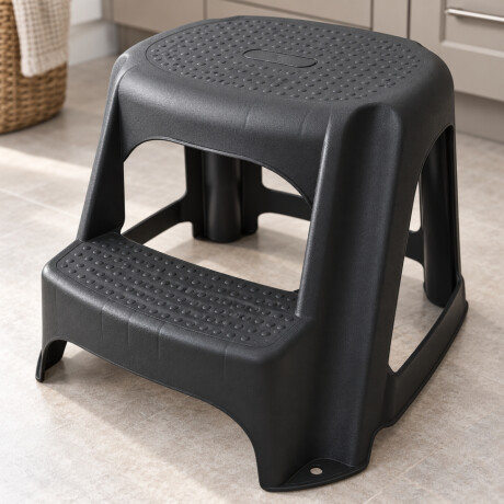 Banqueta 2 escalones soporta 100 kg NEGRO
