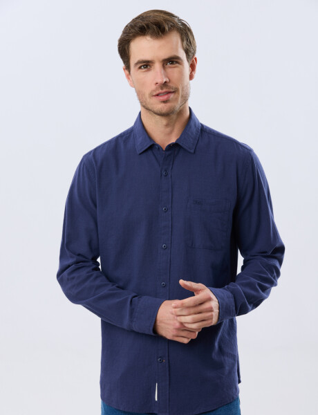 CAMISA LISA DE LINO Azul