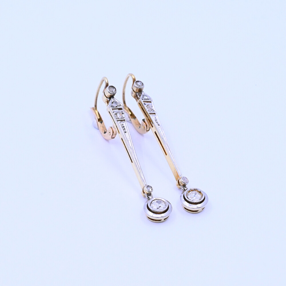 Caravanas oro 18k antiguas con brillantes y diamantes. Caravanas oro 18k antiguas con brillantes y diamantes.