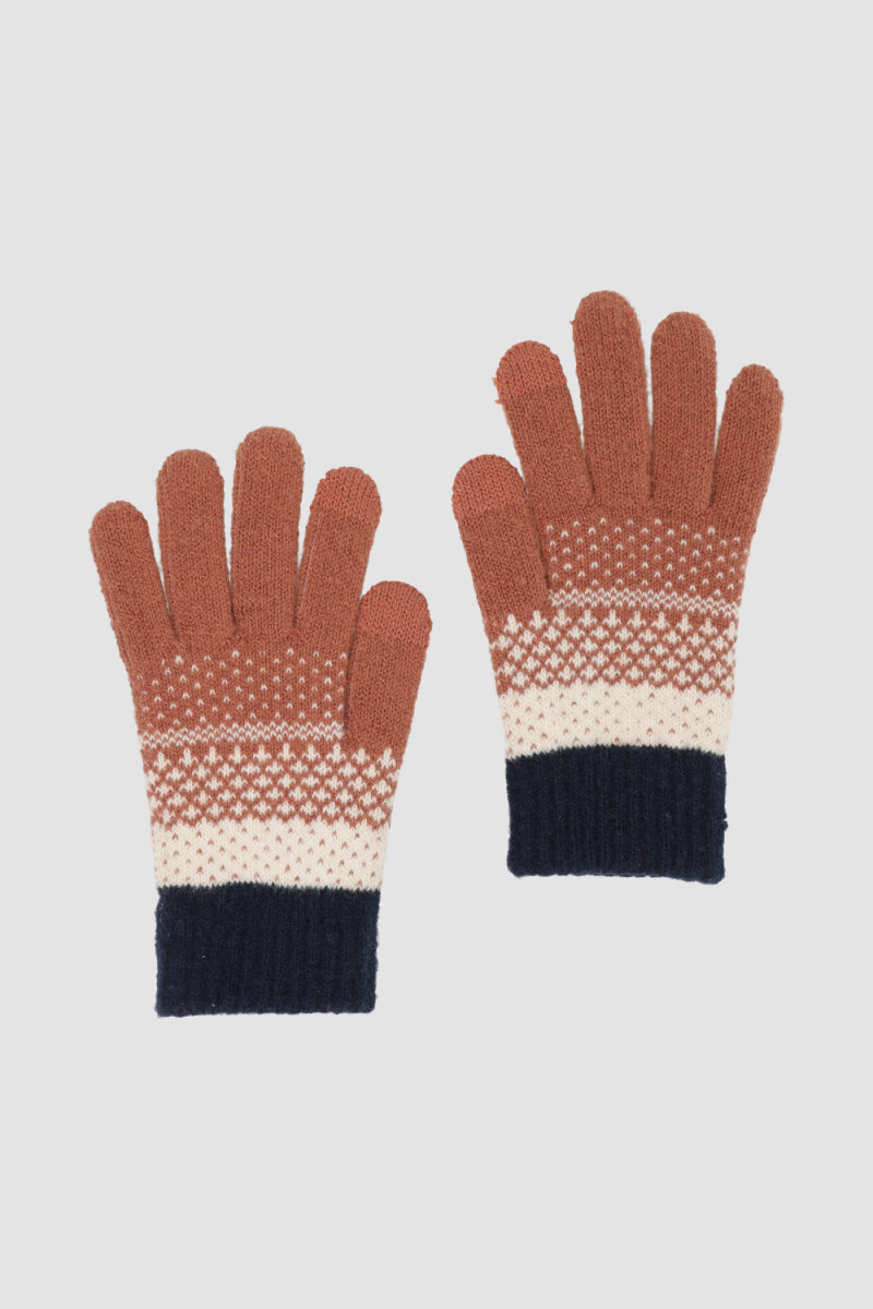 Guantes a rayas infantil Marron