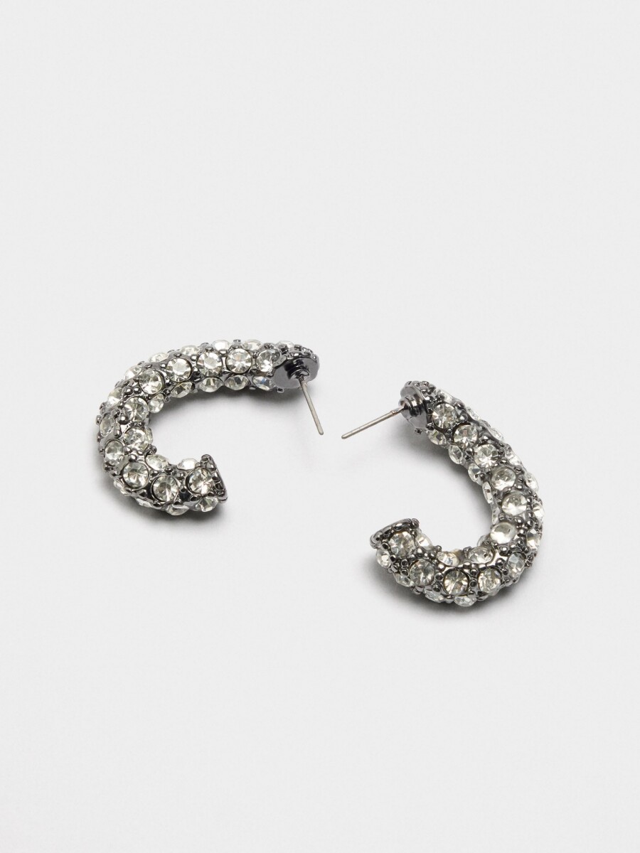 Pendientes Maxi De Cristales plateado