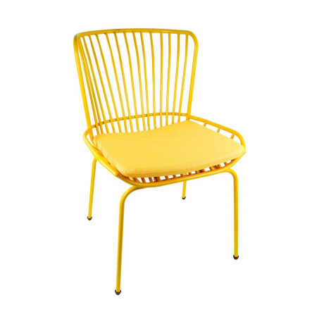 Silla de metal con almohadon amarilla Silla de metal con almohadon amarilla