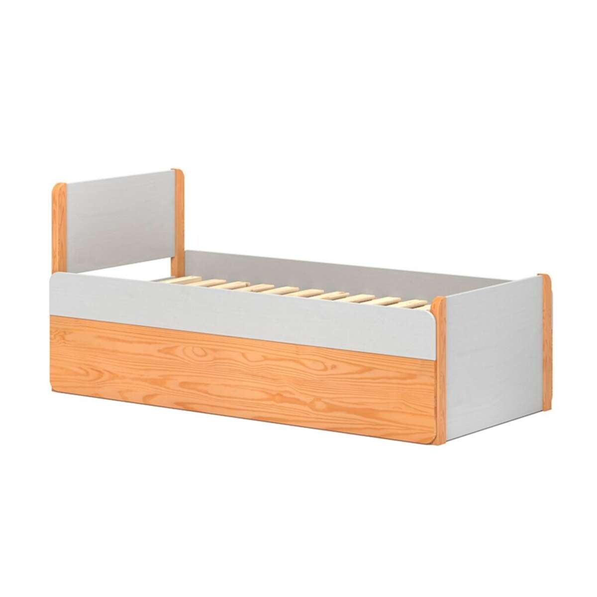 Cama 1 plaza Madera Maciza con baul - Flow Square 