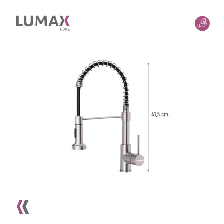 Canilla Monomando Lavaplatos Flexible Griferia Cocina Plateado/Negro