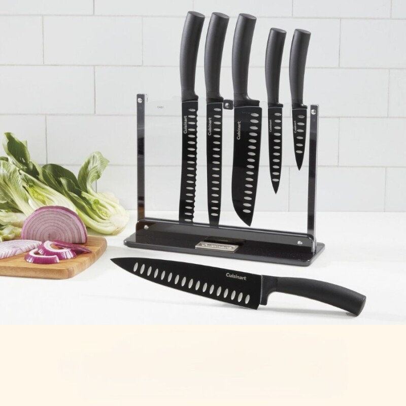 Juego de cuchillos con filo anti adherente de 7 piezas color negro Cuisinart Juego de cuchillos con filo anti adherente de 7 piezas color negro Cuisinart