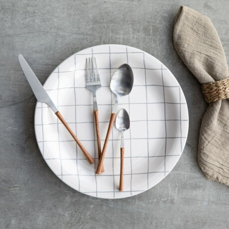 Plato Llano de Cerámica Cuadrillé Beige 26.5cm- 6 Piezas Plato Llano de Cerámica Cuadrillé Beige 26.5cm- 6 Piezas