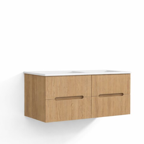 Mueble De Baño Suspendido Oak Ripado 120 Cm Con doble Bacha Mueble De Baño Suspendido Oak Ripado 120 Cm Con Doble Bacha