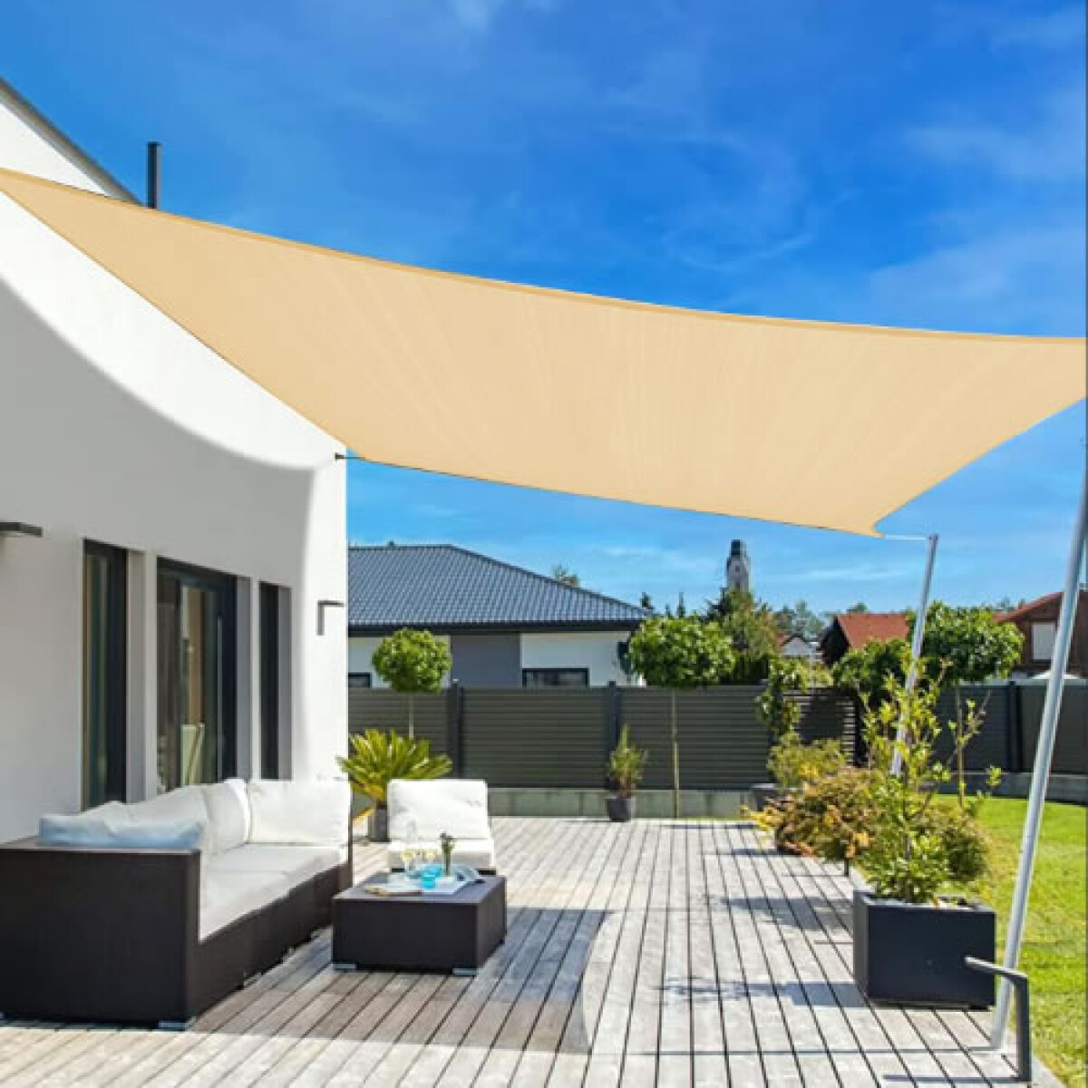 Toldo vela 5x3 metros sombra color TOSTADO 