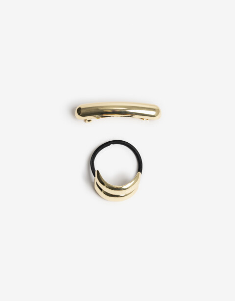 Accesorios Pelo Set Varios Set De Hebilla Y Gomita Elástica Cuff - Dorado