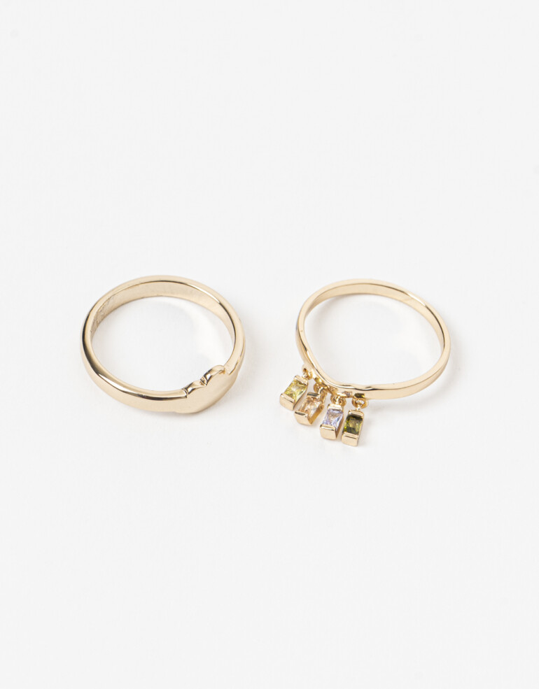 Sets Anillos Strass Set De Anillos Con Cubic - Dorado