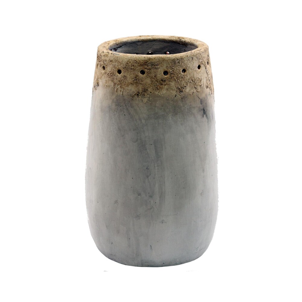 JARRÓN DECORATIVO TUBULAR TERRACOTA BLANCO BLANCO