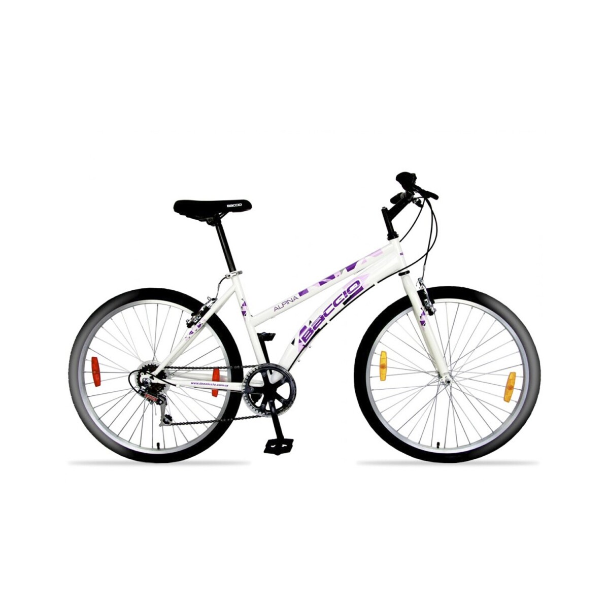 Bicicleta Baccio Alpina Lady Rodado 24 Montaña Con 6 Cambios Shimano - Blanco/Violeta 