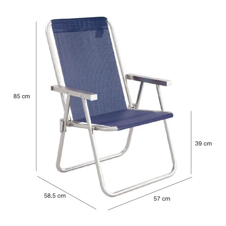 Kit 2 Reposeras Altas Plegables Aluminio Conforto Total Mor Azul Marino