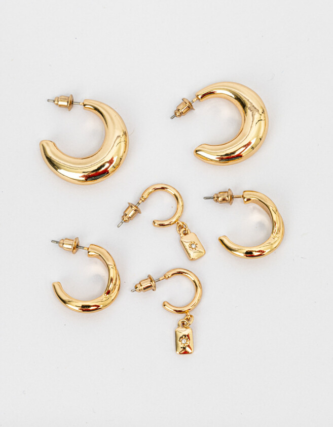 Aros Argollas Set Bañada en Oro Aros Argollas Sets Bañados En Oro - Dorado