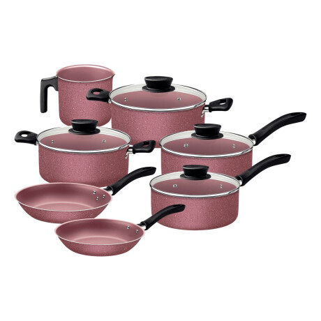 Batería de Cocina Tramontina Linz en Aluminio con Revestimiento Interno y Externo en Antiadherente Starflon Max Rosa 07 Piezas Batería de Cocina Tramontina Linz en Aluminio con Revestimiento Interno y Externo en Antiadherente Starflon Max Rosa 07 Piezas