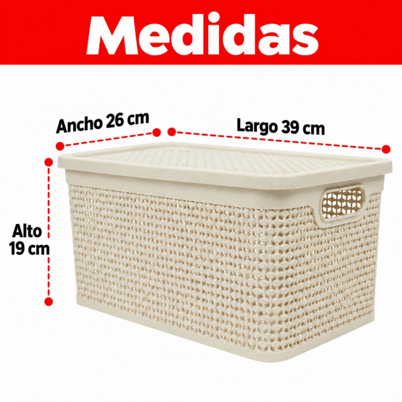 Caja simil ratán 15 lts BEIGE