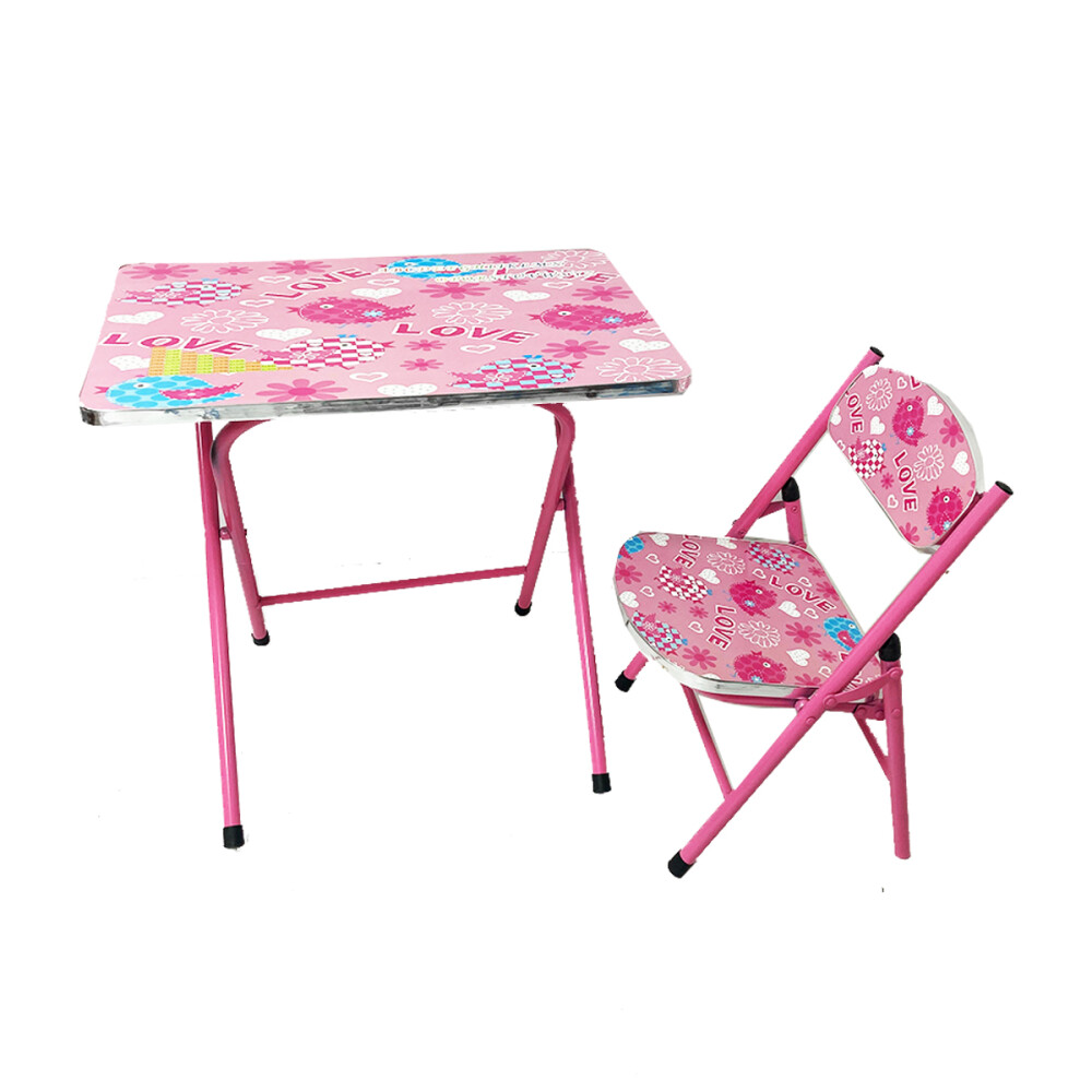Escritorio Infantil Con Silla Plegable Rosa