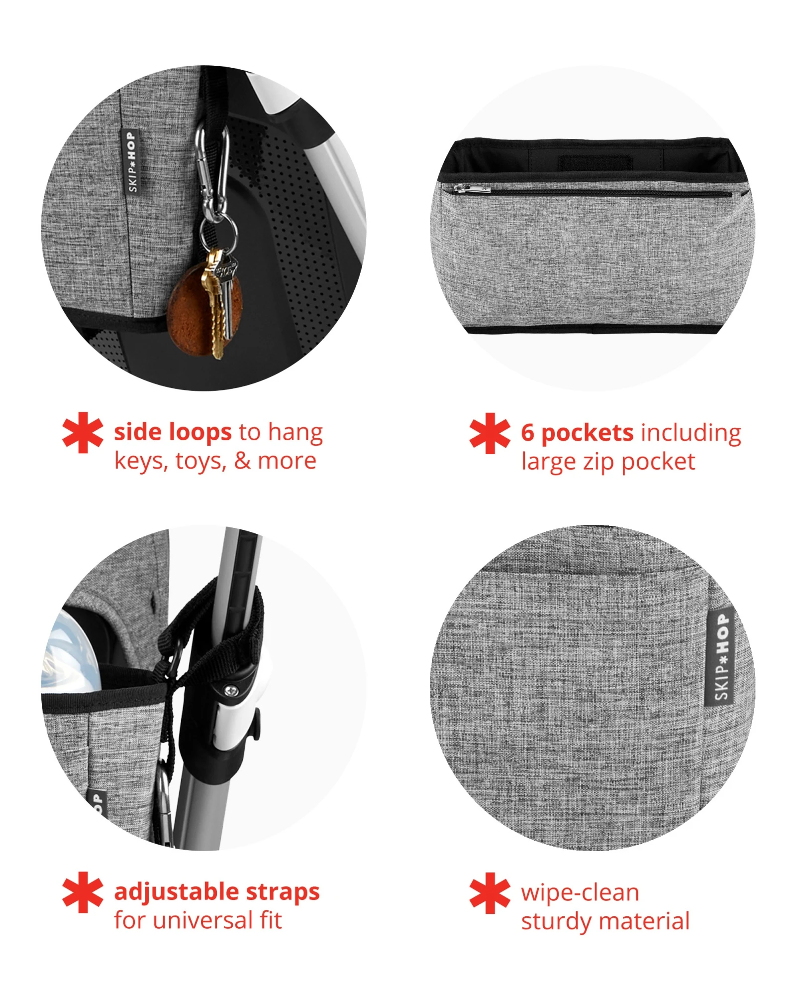 Organizador de cochecito, gris Organizador de cochecito, gris