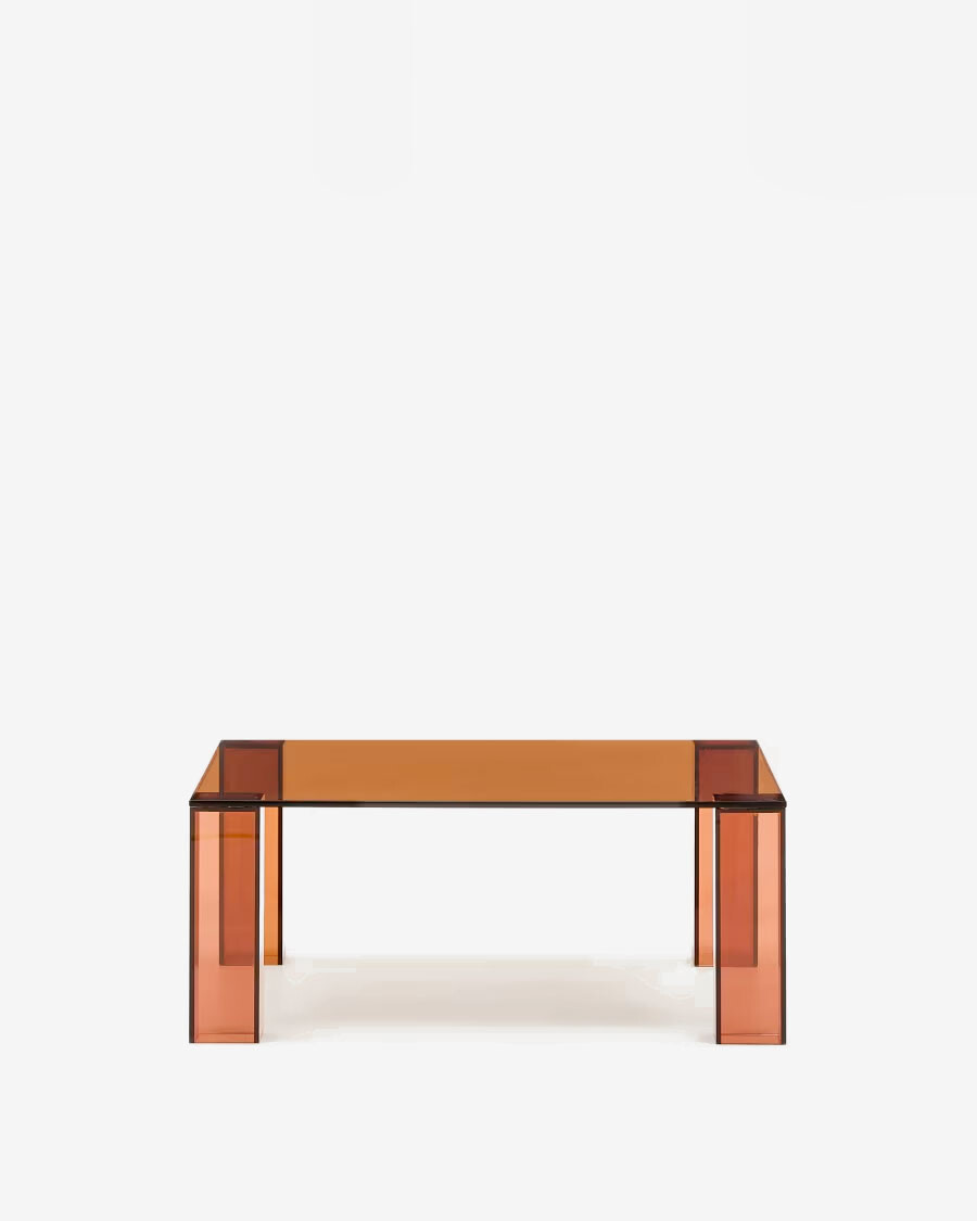 Mesa auxiliar Adularia de cristal templado marrón 85 x 85 cm