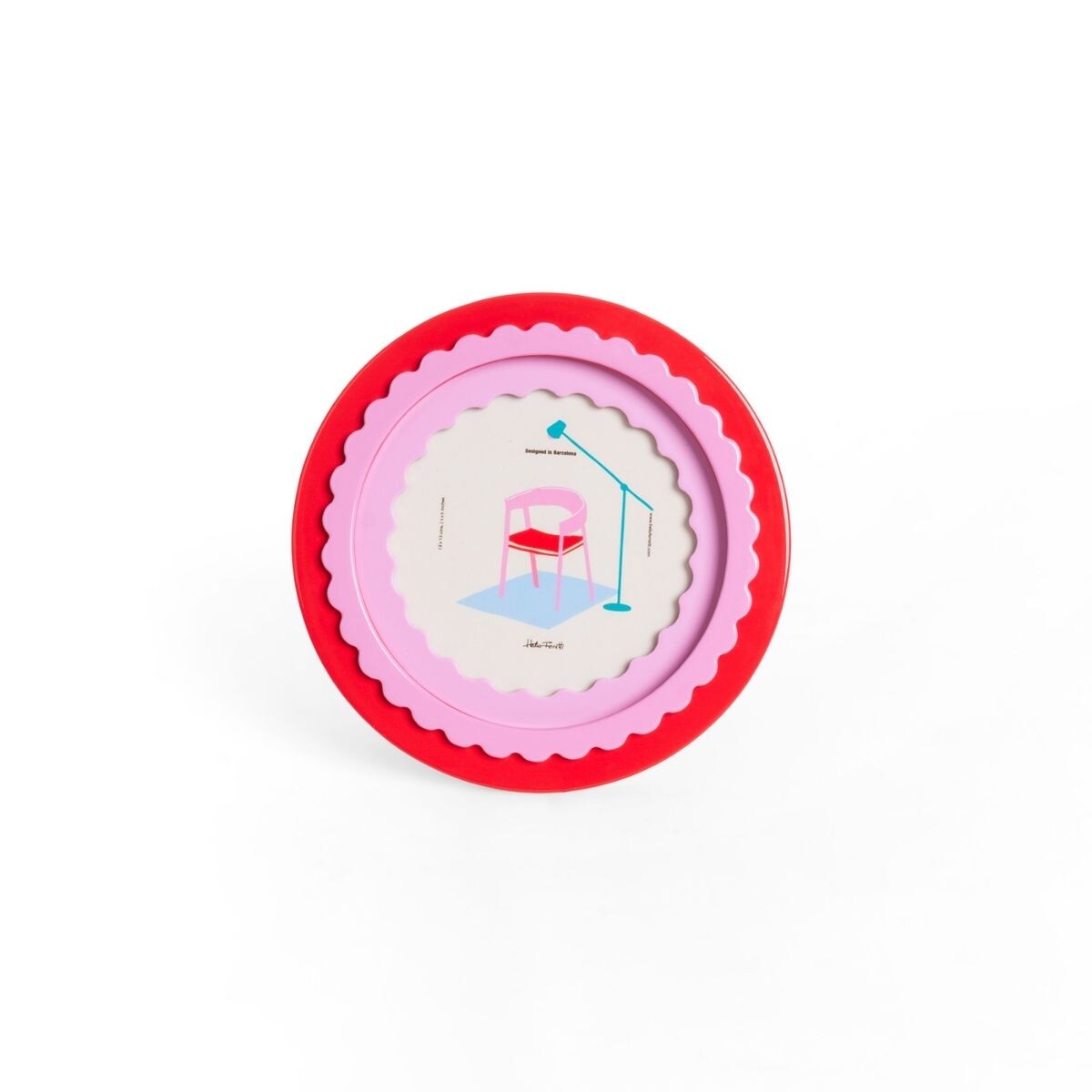 Portaretrato circular de madera - Glossy Rojo 