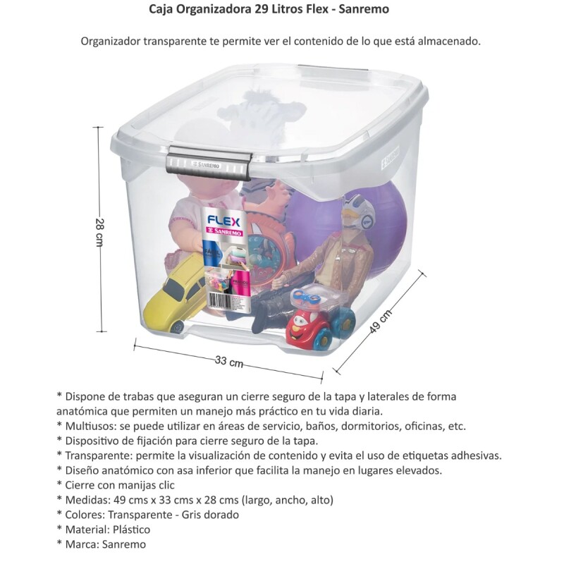 Set x3 Caja organizadora 29 lts TRANSPARENTE