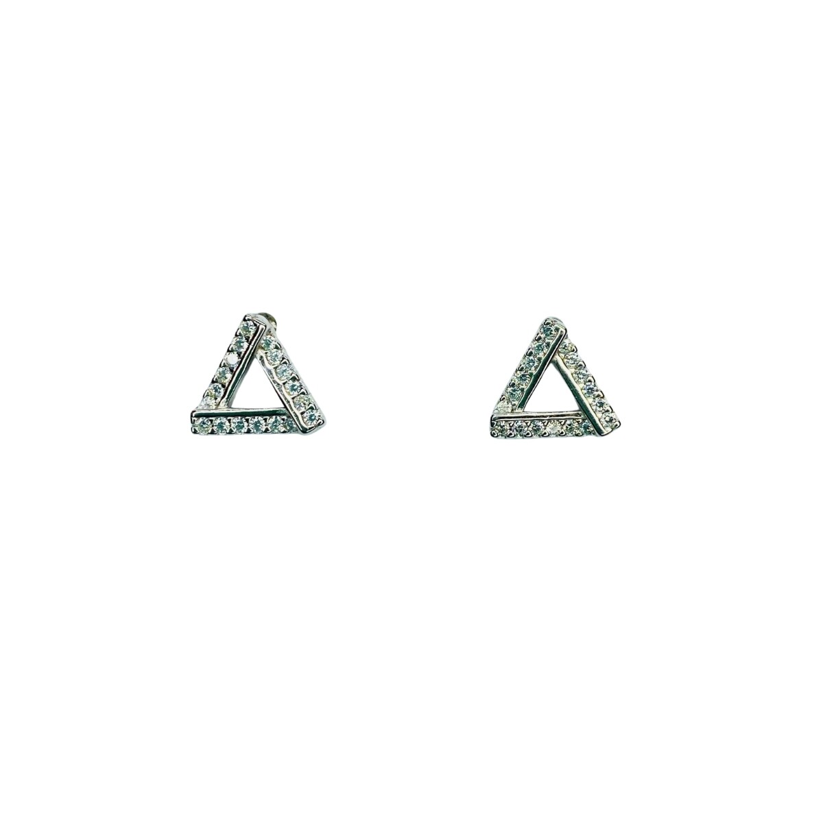 CARAVANAS PLATA TRIANGULO CON CIRCONIAS 