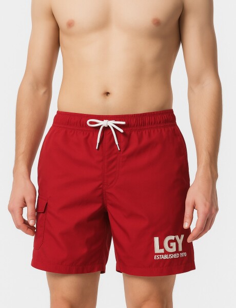 BERMUDA DE BAÑO LISA Rojo